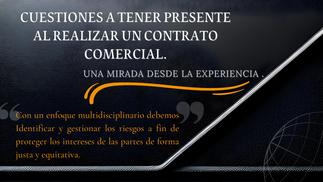 Cuestiones a tener presente al realizar un contrato comercial.